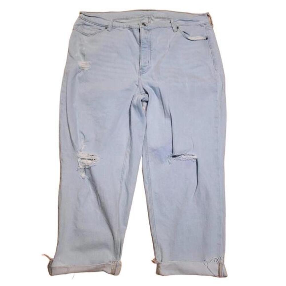 Old Navy Light Wash Distressed Extra High Rise Straight Leg Plus Size 22